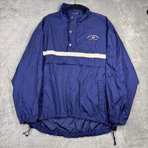 Vintage 90s POLO SPORT Ralph Lauren Mens Large Windbreaker T-Snap Jacket Blue